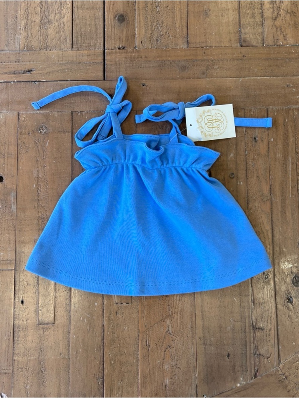 The Beaufort Bonnet Company Linny’s Little Top 0-6 Months Blue Tie Strap Tank